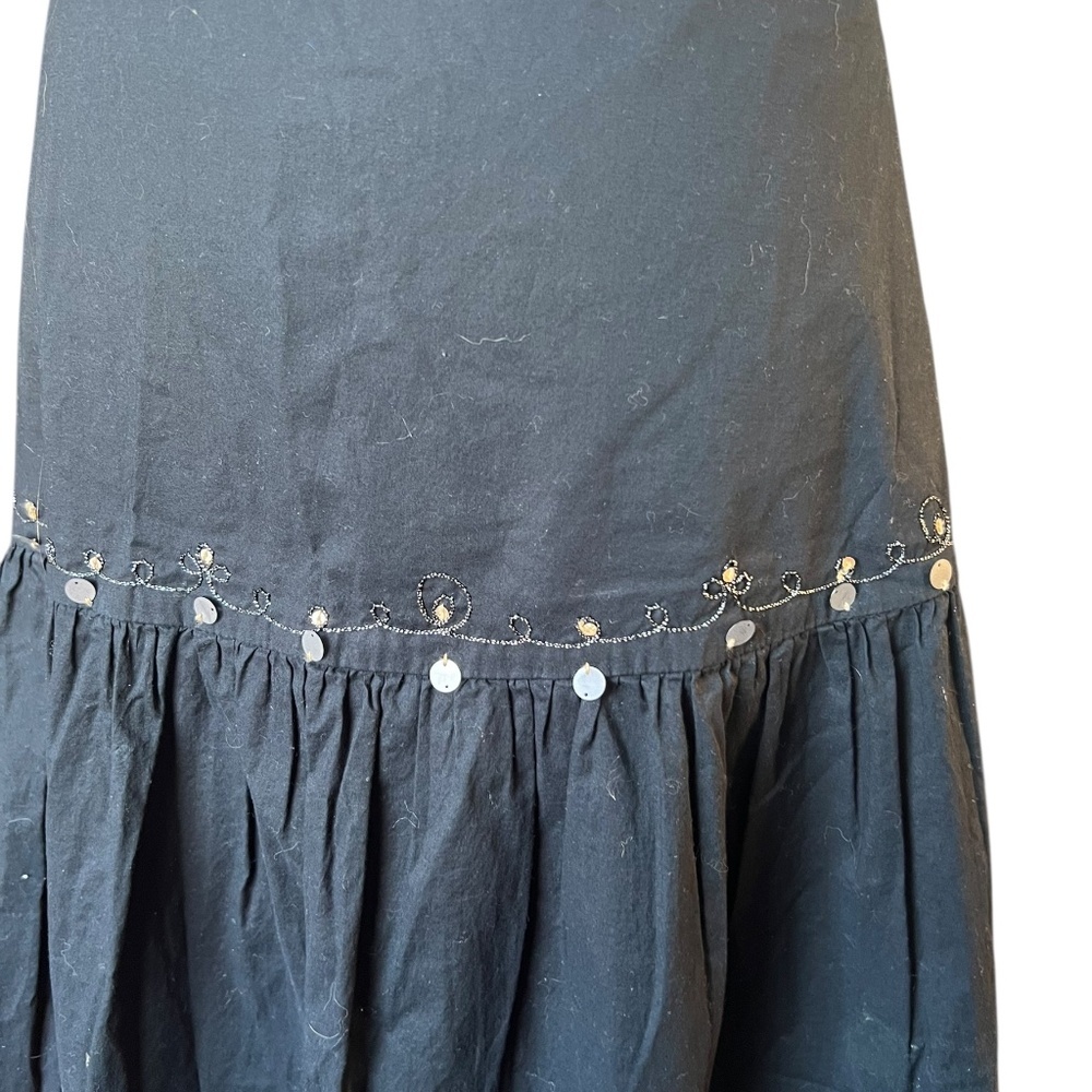 Vintage Y2K Plus Size Black Boho Embellished Tiered Maxi Skirt 18W - Picture 6 of 9